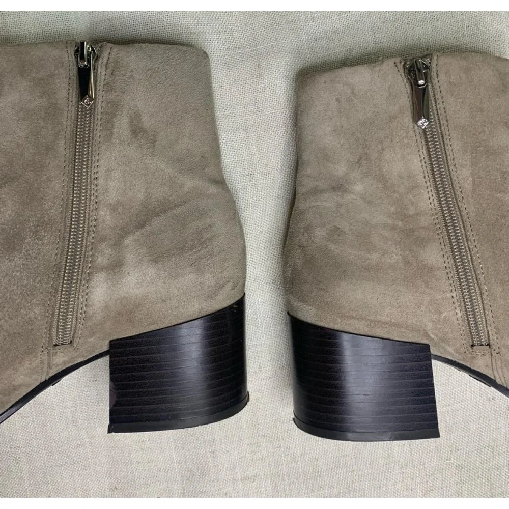 Sam Edelman Womens Ankle Boots Size 9M Light Gray Suede Block Heel Side Zipper - Picture 5 of 7